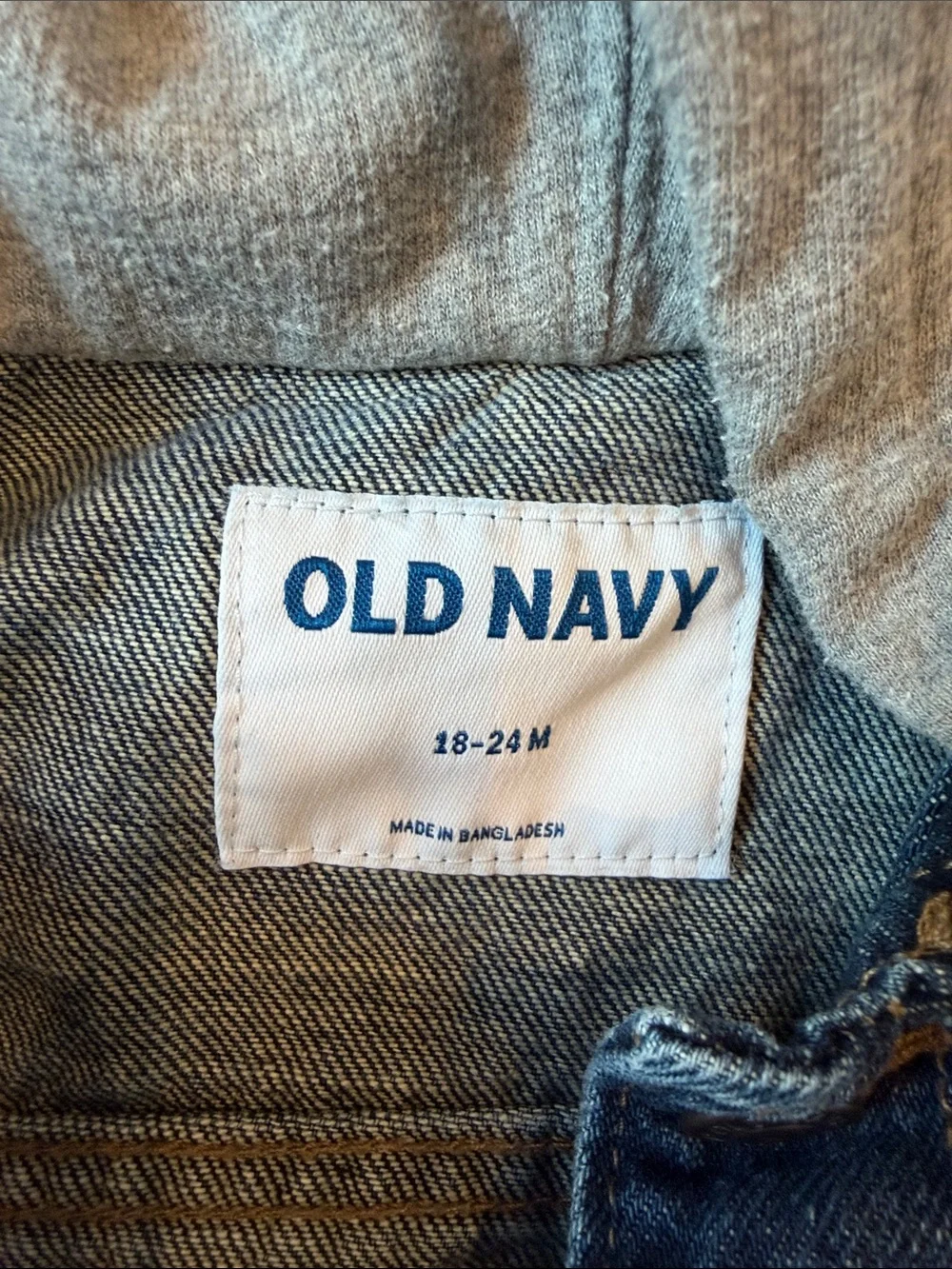 Old Navy Blue Denim Jacket with Hooded Sweatshirt Size 18-24 Months - C34-155